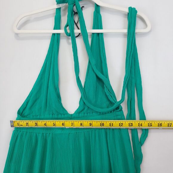 Lilyful Halter Jumpsuit Bow Knot Ankle Pants Deep V Neck Women S Gauzy Green - Picture 8 of 14